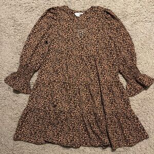 EUC Pomander Place (Tuckernuck) Kenzo dress, tan/black print, size L
